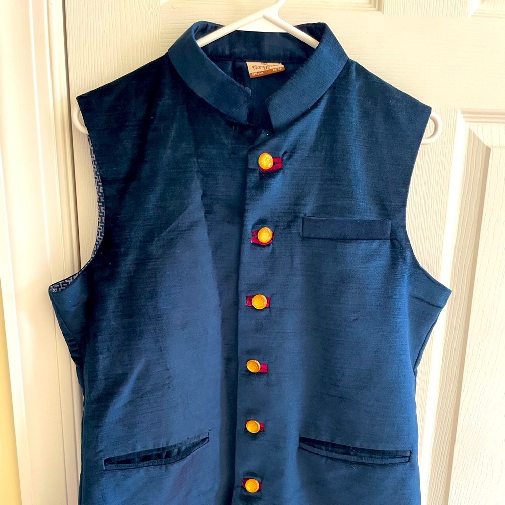 Navy blue manyavar Nehru vest 38 medium